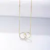 Collar Circular de Doble Anillo Cuadrado para Mujer Plata de Ley S925 Simple Moda Elegante Versátil Diseño de Nicho Cadena para la Clavícula