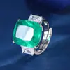 Anillo de Lujo Nuevo Vintage con Base de Cobre Chapado en Oro, Piedra Preciosa Simulada, Piedra Principal 14*16, 2023