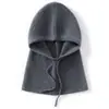 Gorro de cachemira para mujer 100% cachemira pura otoño e invierno cordón protección para las orejas cálido tejido moda gorro integrado