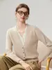 Cárdigan de cachemira con cuello en V para mujer, intelectual, tejido de punto de dos piezas falsas, top exterior versátil, tejido exterior de color block suelto para otoño e invierno
