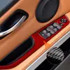 Adecuado para Bmw Serie 3 Antigua E90 Rojo Fibra de Carbono Real Pegatinas de Panel Elevador de Ventanilla Accesorios de Modificación Interior de Coche
