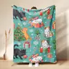 Manta de presente de Natal em desenho animado transfronteiriça com estampa do Papai Noel, manta de flanela, manta de cochilo