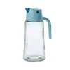 Pote de óleo com abertura e fechamento automáticos, garrafa de óleo de vidro grande para uso doméstico, garrafa de óleo e vinagre para cozinha, pote de óleo transparente, garrafa de óleo vedada à prova de vazamentos
