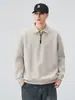 Ropa de Hombre Fengshe / Nuevo 2026 Primavera y Otoño Camisa Polo de Media Cremallera para Hombre Manga Larga Cuello Campana Superior Sudadera Gruesa