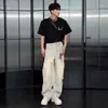 Jeans de mezclilla lavada estilo retro americano para hombre, pantalones de otoño de pierna recta, pantalones holgados de pierna ancha ligeramente acampanados de alta costura