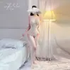Roupa Íntima Sexy Europeia e Americana Feminina Sexy Peça Única Renda em Malha Alça Meias de Seda Conjunto de Uniforme Meias de Rede Traje Peça Única