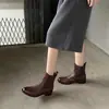 Colección de botines Chelsea ~ Nueva colección otoño/invierno 2026, con piel de vacuno lavada de primera capa, tacones gruesos, diseño ajustado y botines de estilo retro, envío discreto