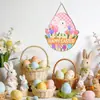Adornos decorativos transfronterizos de madera con forma de conejito de Pascua y huevo de tulipán, adecuados para decoraciones colgantes