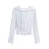 Sudadera con capucha de manga larga ajustada Spicy Girl con pliegues laterales y cordón, nueva llegada de otoño, corta, que estiliza la figura, color liso