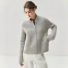 Cárdigan de Punto Jacquard de Cachemira Cárdigan de Felpa Cremallera Corta Resistente Otoño Invierno Mujer Holgado Ke Xin Bai Doble Color