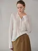Rebaja de LiquidaciónCamiseta de Manga Larga Holgada de Jacquard de Lana Pura para Mujer, Top Básico con Cuello Semiabierto y Diseño de Bloques de Color