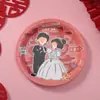 Platos de Papel Desechables Festivos para Bodas, Banquetes de Boda, Platos para Dulces y Frutas Secas, Platos Rojos para Cena de Compromiso y Boda