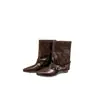 Otoño 2026 Nuevas Botas Vaqueras Retro de Punta para Mujer Tacón Bajo Hebilla de Cinturón Botas de Media Caña Piernas de Pantalón Sueltas Botas de Montar para Mujer