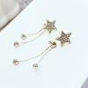 Pendientes largos con borlas de estrella y aguja de plata S925 con incrustaciones de diamantes, diseño de nicho para mujer, elegantes pendientes personalizados que combinan con todo.