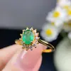 Anillo de Esmeralda Colombiana Natural, Tamaño de la Piedra Principal: 5*7mm, Plata de Ley 925 Incrustada de Precisión