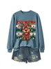 Europeu eBay Amazon moda divertido moderno feminino rena coração óculos floco de neve caixa de presente moletom