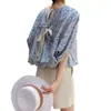 Nuevos Tops de Verano que Cubren el Vientre para Mujer, Refrescantes y de Corte Amplio con Mangas Murciélago, Moño de Atar en la Espalda, Camisas Estampadas