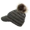 2019 wish transfronterizo nuevo para mujer gorro de lana de punto a cuadros con pompón y visera de pico gorro de punto pullover