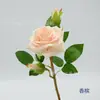 Rosa artificial com 3 hastes de cabeça aveludada, haste única, adequada para mesas de jantar de hotel, mesas de conferência, arranjos florais e decoração de sala de estar