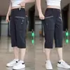 Pantalones Cortos de Hombre con Múltiples Bolsillos, Venta Caliente de Verano, Pierna Recta, Pantalones Casuales de Negocios para Hombres de Mediana Edad, Versátiles y Transpirables de Seda Helada para Hombre