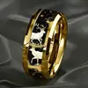 Nuevo Anillo de Ciervo de Acero Inoxidable de Moda de 8 mm, Anillo de Pareja Cielo Estrellado Oro Negro, Anillo Personalizado de Moda