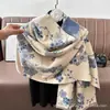 Bufanda jacquard de doble cara estilo japonés y coreano con pequeñas flores, imitación cachemir, versátil para otoño e invierno, chal cálido para mujer