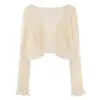 Cardigan Protetor Solar Cor Menta Mambo Feminino Xale Pequeno Fino Blusa Externa de Alça para Saia de Verão Top de Tule