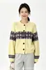 Cárdigan de punto jacquard estilo retro coreano con cuello redondo para mujer, nuevo abrigo suéter holgado con bloques de color Fair Isle para otoño e invierno