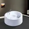 Bañera Redonda Independiente Sin Costuras de 1.5m Baño de Ingeniería Hotelera Bañera Doble de Acrílico con Asientos