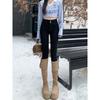Calça Jeans Skinny de Cintura Alta Feminina Outono e Inverno Stretch Slim Fit Calça Lápis Slim Fit Calças Skinny Combinadas Calças Botas da Moda
