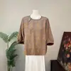 Zhi Li Nuevo Estilo Chino Jacquard Estilo Old Money Suéter 26 Verano Cuello Redondo Manga de Farol Tres Cuartos Top con Artesanía Jacquard