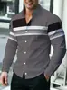Camisa de Manga Larga Estampada en 3D para Hombre Patrón de Bloques de Color Geométricos Vintage Casual con Botones Ropa para Hombre Transfronteriza Amazon