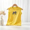 Chal de Verano para Niñas 2026 Estilo Nuevo Lazo Infantil Dulce Simple Sin Mangas Top Verano Estilo Delgado