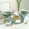 Tigela Cônica de Cerâmica Verde Retrô Cor Sob Esmalte Tigela para Ramen Tigela de Salada Tigela de Sopa Doméstica Xícara Combinação Criativa de Louça