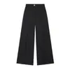Moda Femenina 2026 Nuevos Pantalones Casuales de Pierna Ancha de Color Sólido de Cintura Alta Plisados Fluidos Pantalones Rectos Largos Versátiles