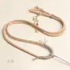 Novo Estilo Corrente de Suéter Enrolada à Mão com Núcleo de Algodão Cordão de Algodão Pingente de Jade Pingente de Guanyin de Jadeíta Cordão para Pendurar Colar Cordão Atacado