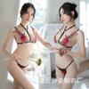 Sansheng Yin Sexo Underwear Pijamas Sexy Transparente Rosa Sutiã Underwear bordado terno de três pontos 1372
