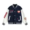Chaqueta de Béisbol Bordada de Manzana Amarilla para Hombres y Mujeres 2025 Otoño Nueva Holgada Marca de Moda Americana Bf Chaqueta