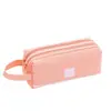 Estojo Criativo de Lápis com Grande Capacidade para Estudantes, Meninos e Meninas, Bolsa Simples de Tecido Oxford com Zíper Duplo Estojo de Papelaria para Lápis com Logo Impresso