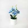 Vaso Internacional 4 Peças Planta de Orquídea Phalaenopsis Artificial Plantada em Novo Lar Decoração de Mudança Vaso de Flores Arranjo para Cerimônia de Casamento Salão Vaso de Flores Artificiais Planta