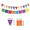 Guirnalda Cuadrada de Fieltro para Fiesta Mexicana Bandera del Día de Muertos Decoración de Fiesta de Piñata Guirnalda Hueca Colorida
