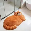 Tapete de Chão de Terra de Diatomáceas com Desenho de Gato para Entrada de Banheiro, Absorvente de Água, Secagem Rápida, Tapete de Pé Antiderrapante, Tapete de Porta Durável e Resistente a Manchas