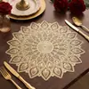 Jogo americano de mesa de penas ocas transfronteiriças em PVC, luz bronzeadora, luxuoso, decorativo, à prova d'água, anti-escaldante, atacado