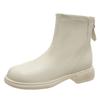 Botines para Mujer 2025 Nuevos Botines de Terciopelo Individuales Botas de Invierno Estilo Británico Botines Chelsea Ajustados Color Blanco Crudo Botines Color Nude