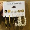 Promoção Quente Brincos Geométricos Dourados Vintage para Mulheres Conjunto Moda Brincos Redondos de Pérola Conjunto de Brincos