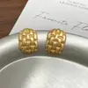 Amazon Transfronterizo Producto Nuevo Pendientes Geométricos Tejidos Grandes Chapados en Oro Elegantes Moda Ins Versátiles Pendientes que No se Desvanecen