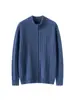 Cárdigan de punto trenzado 100% cachemir puro para hombre para otoño e invierno, jersey de cuello semi-alto, media cremallera, color liso, suéter casual de negocios