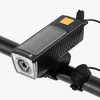 Luz de Guidão Alimentada por Energia Solar JOHORSE Farol LED para Bicicleta com Buzina Aviso para Pedalar à Noite Luz de Ciclismo à Prova d'Água