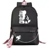 Mochila escolar USB de dibujos animados transfronteriza de cola de hadas para jóvenes de primaria y secundaria, mochila casual con cinta para hombres y mujeres