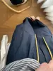 En stock, pantalones cargo de pierna ancha de tiro alto en color azul marino para mujer, pantalones casuales holgados, nuevo estilo de otoño con diseño de puño